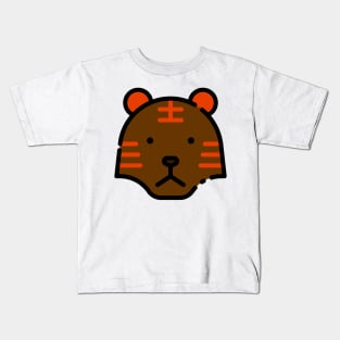 Brown Grizzly Bear Tribal Orange Kids T-Shirt